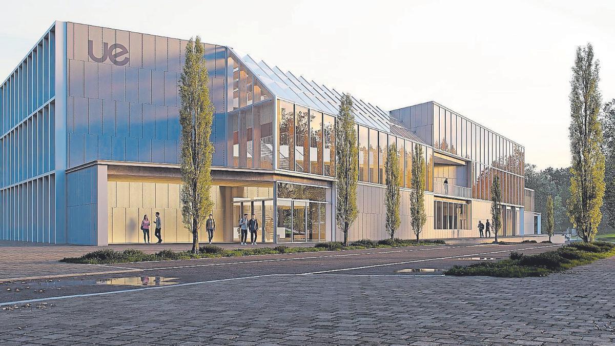 Recreación del edificio de la Universidad Europea para su campus de La Pecuaria.