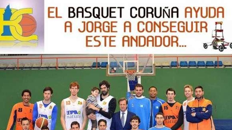 Cartel del Básquet Coruña para ayudar a Jorge. / la opinión
