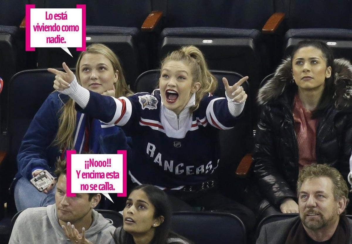 Gigi Hadid lo da todo en el partido de los Rangers