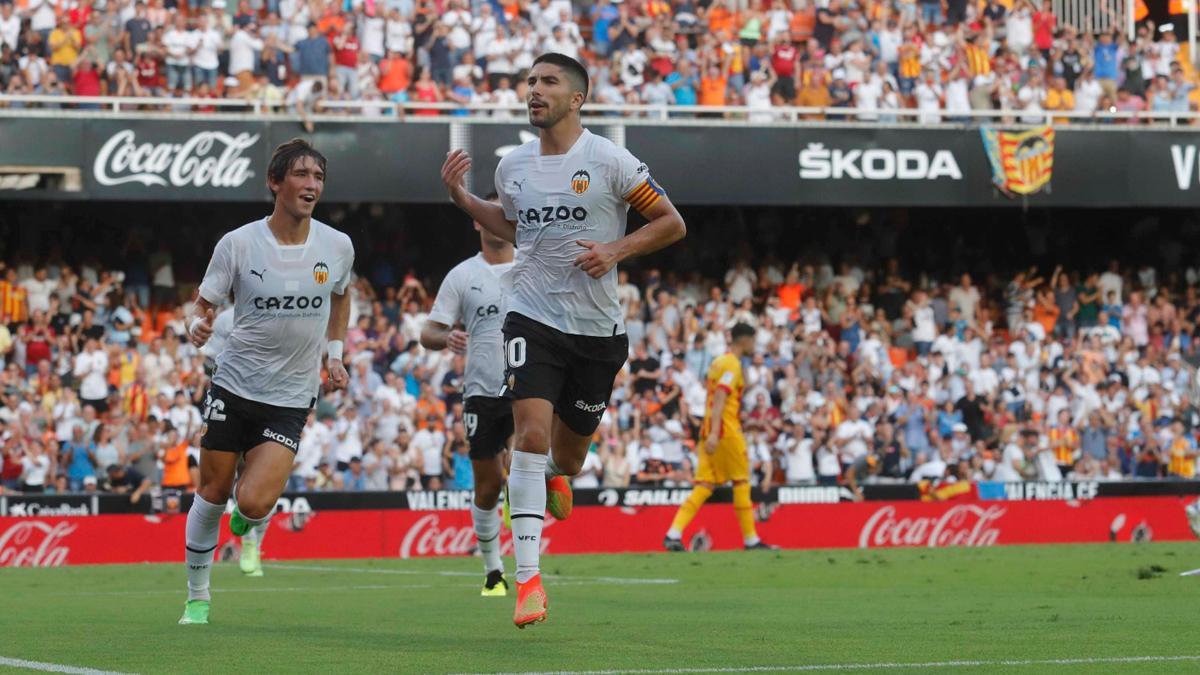 Soler celebra su gol frente al Girona