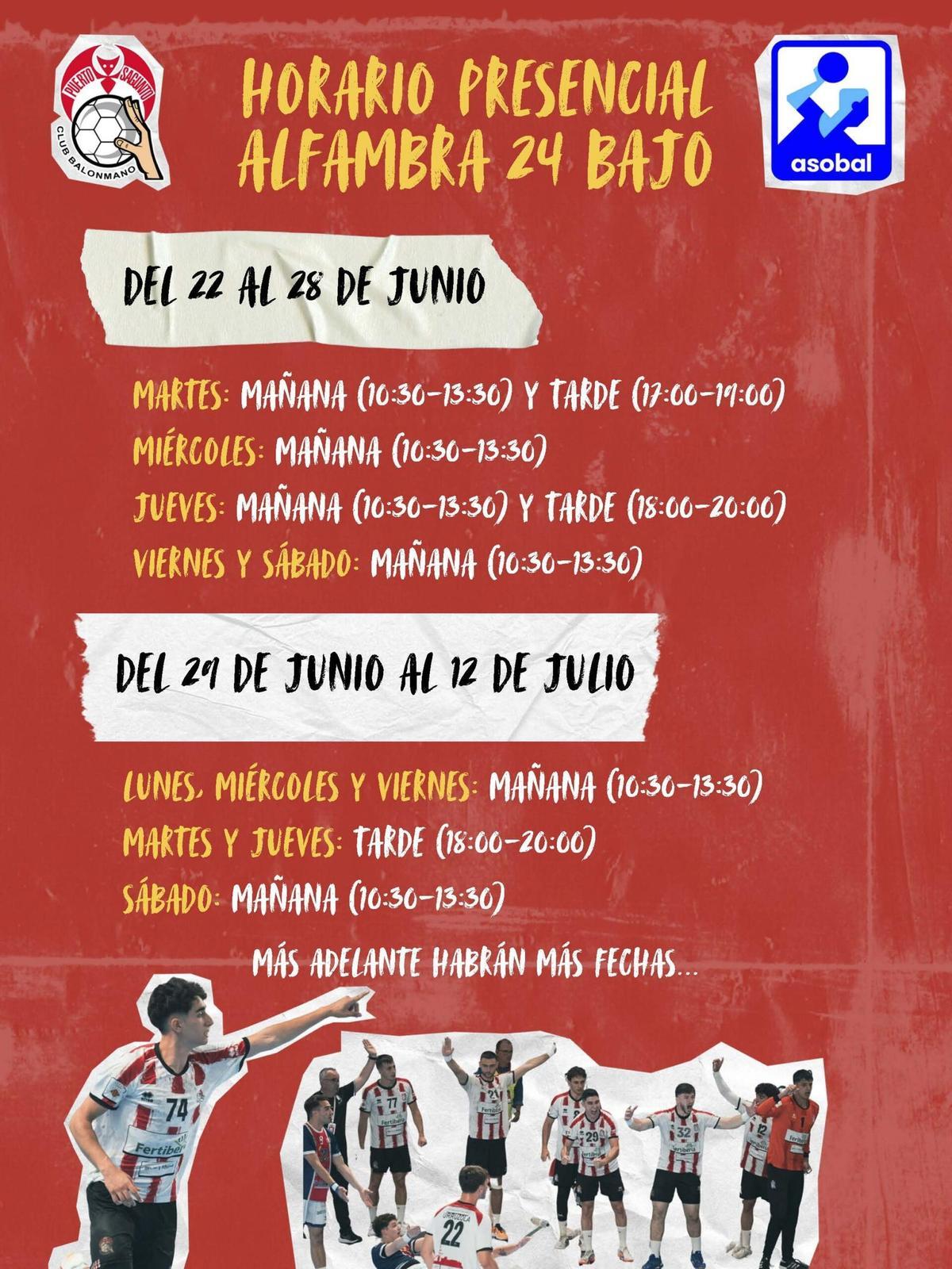 Horarios de atención presencial.