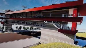 Imagen del edificio que cruzara la pista del Circuit de Catalunya.