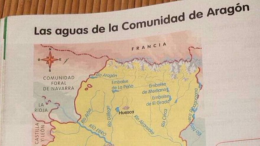 Un libro escolar sitúa erróneamente los afluentes del río Ebro