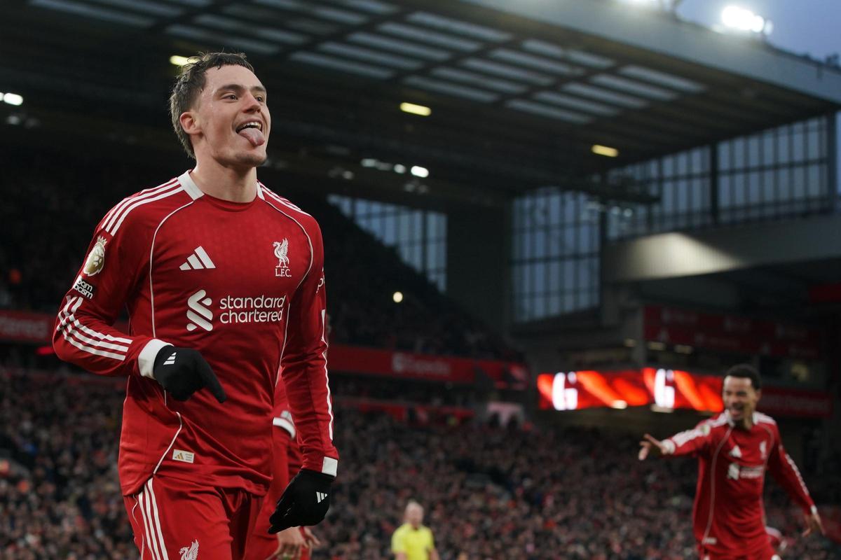 Wirtz celebró su primer gol con el Liverpool