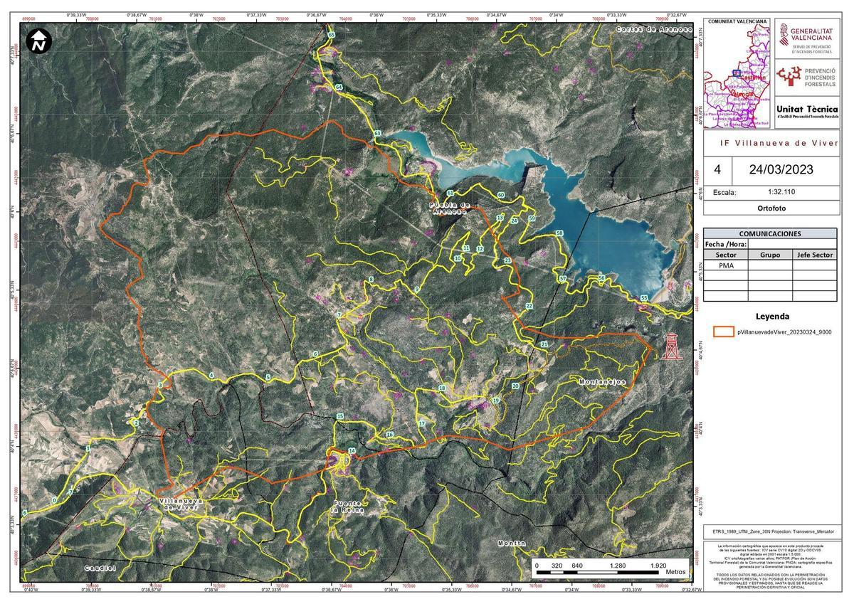 Mapa de la afectación del incendio.