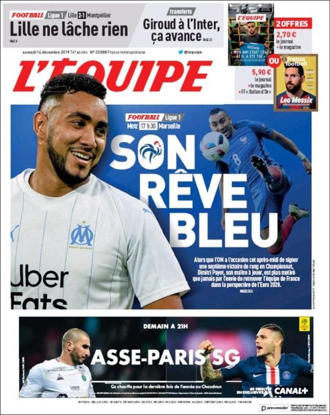 La portada de LÉquipe del 14 de diciembre