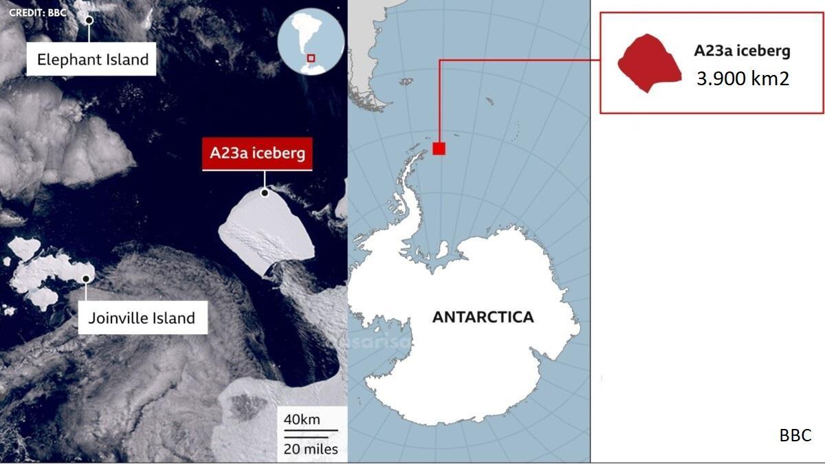 Ubicación del iceberg A23a