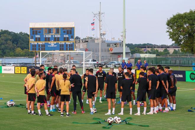 Así ha sido el entrenamiento del Barça en la Base Naval de la Marina de Annapolis para preparar el clásico