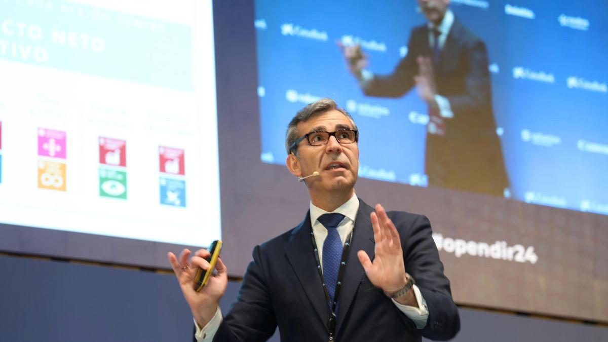 El director de Sostenibilidad de CaixaBank, Eugenio Solla, durante su intervención en el congreso Opendir
