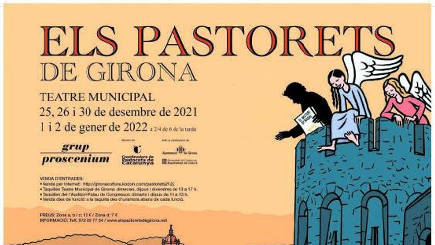 El cartell amb la ciutat i l’ombra de Ribas dalt de la torre. | DIARI DE GIRONA