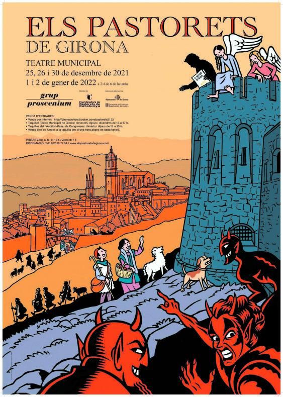 El cartell amb la ciutat i l’ombra de Ribas dalt de la torre. | DIARI DE GIRONA