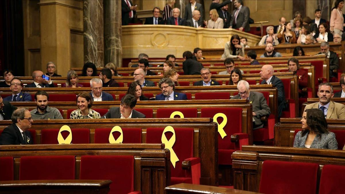 Panorámica el Parlament durante la sesión de investidura.