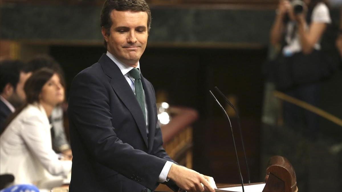 Pablo Casado responde a Pedro Sánchez en la última jornada de la investidura.