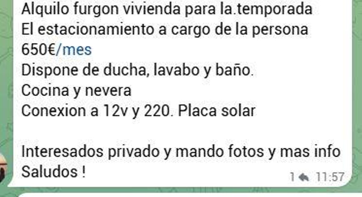 Anuncio de alquiler de una furgoneta en Ibiza