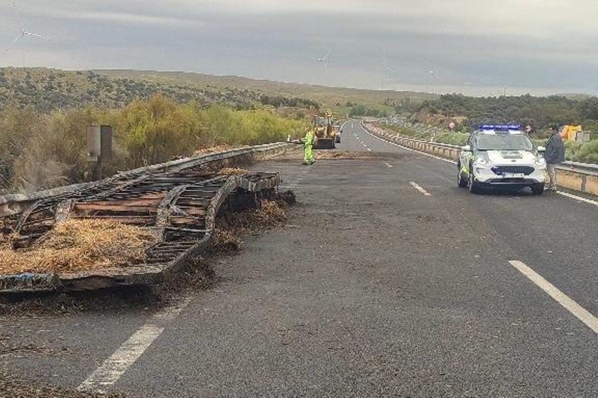 Imagen del camión siniestrado en la A-66.