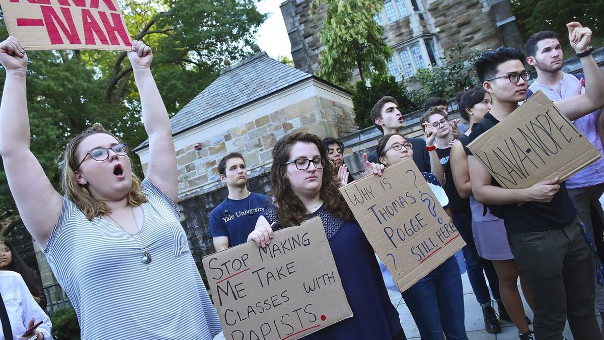 Protesta en yale contra el juez Kavanaugh.