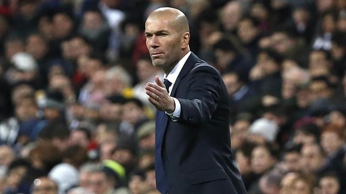 Zidane, durante el último partido de Liga contra el Sporting