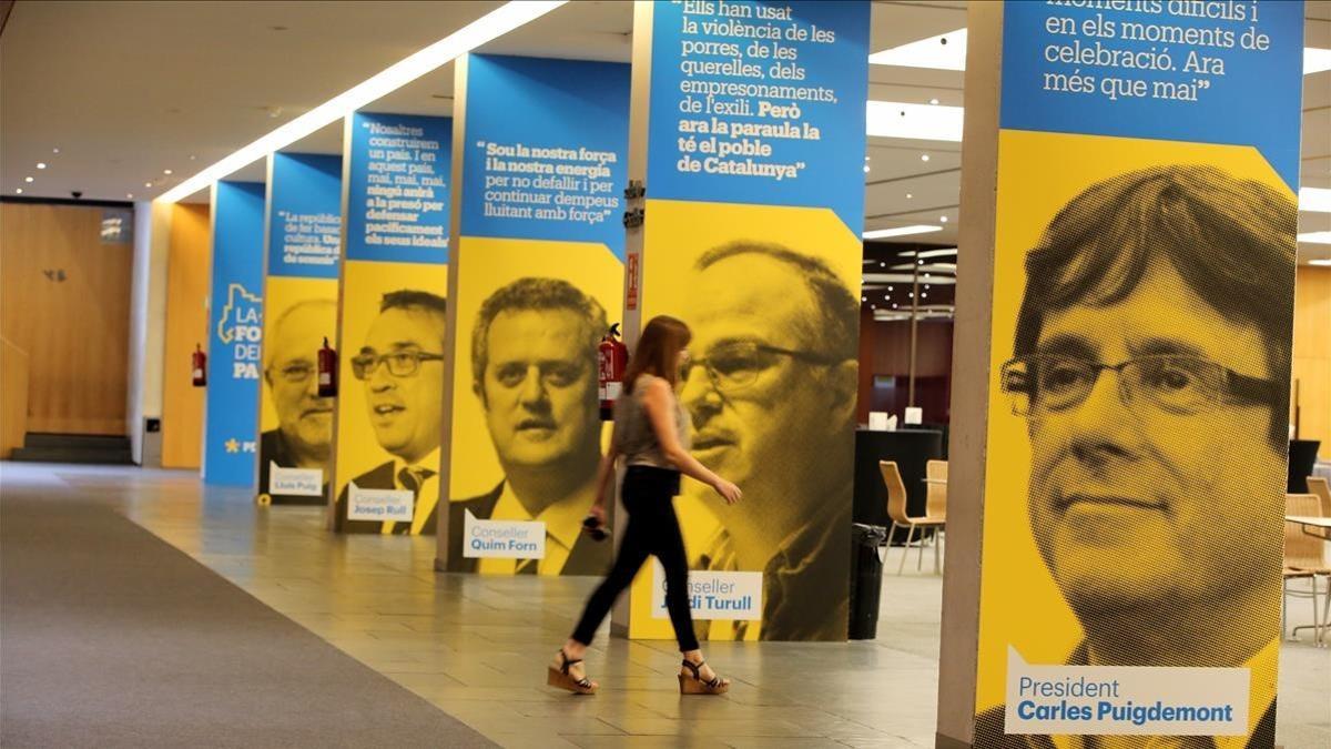 Los pasillos del Palau de Congressos de Catalunya durante el congreso del PDECat