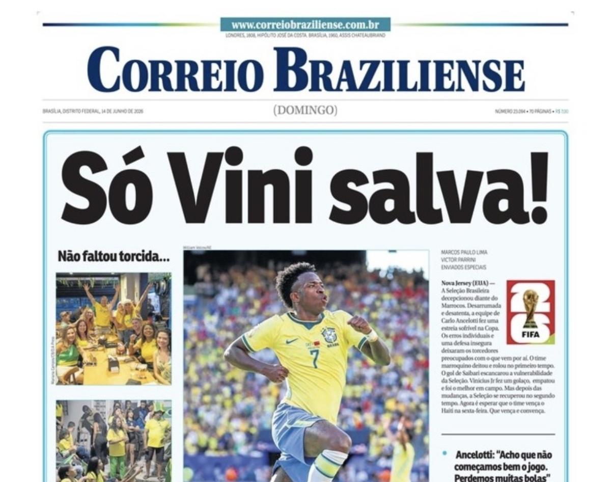 Portada del diario 'Correio Brasiliense' tras el empate de Brasil ante Marruecos.