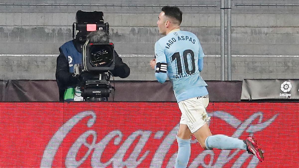 Iago Aspas celebra un gol con el Celta en la pasada temporada de LaLiga.