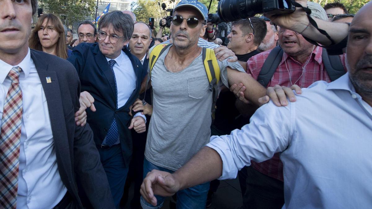 Carles Puigdemont, durante su breve aparición el pasado 8 de agosto en Barcelona.