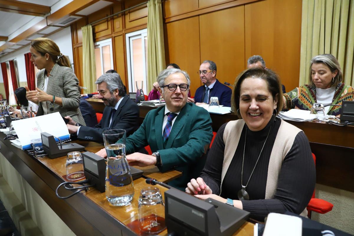 El teniente de alcalde de Urbanismo, Salvador Fuentes, y Blanca Torrent hoy en el pleno.