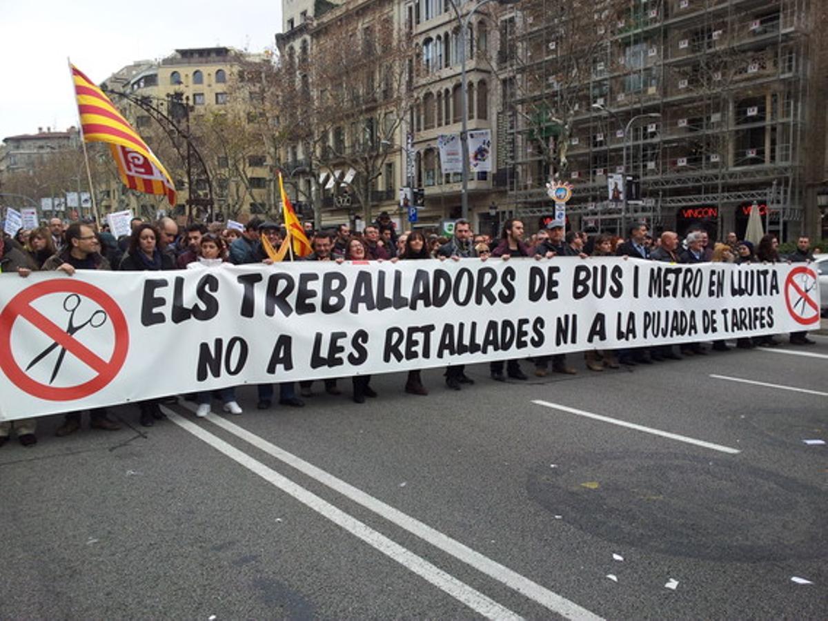 Els treballadors de TMB tampoc es van perdre la jornada de protesta. FOTO: ROMAN BASSOLS