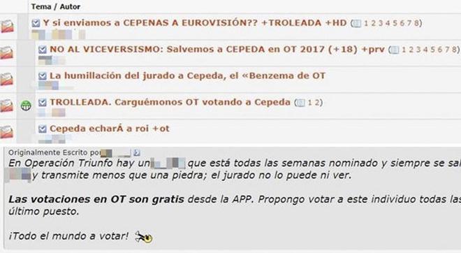 Mensajes de Forocoches contra Operación Triunfo