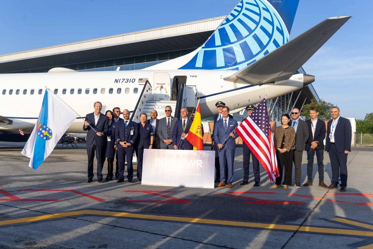 Acto de inauguración de la ruta directa entre Santiago y Nueva York.