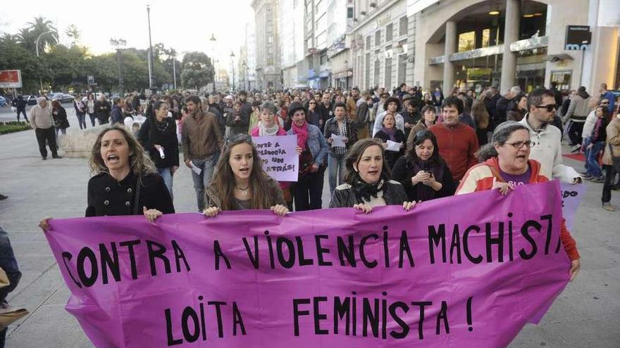 Manifestación contra la violencia de género en A Coruña.