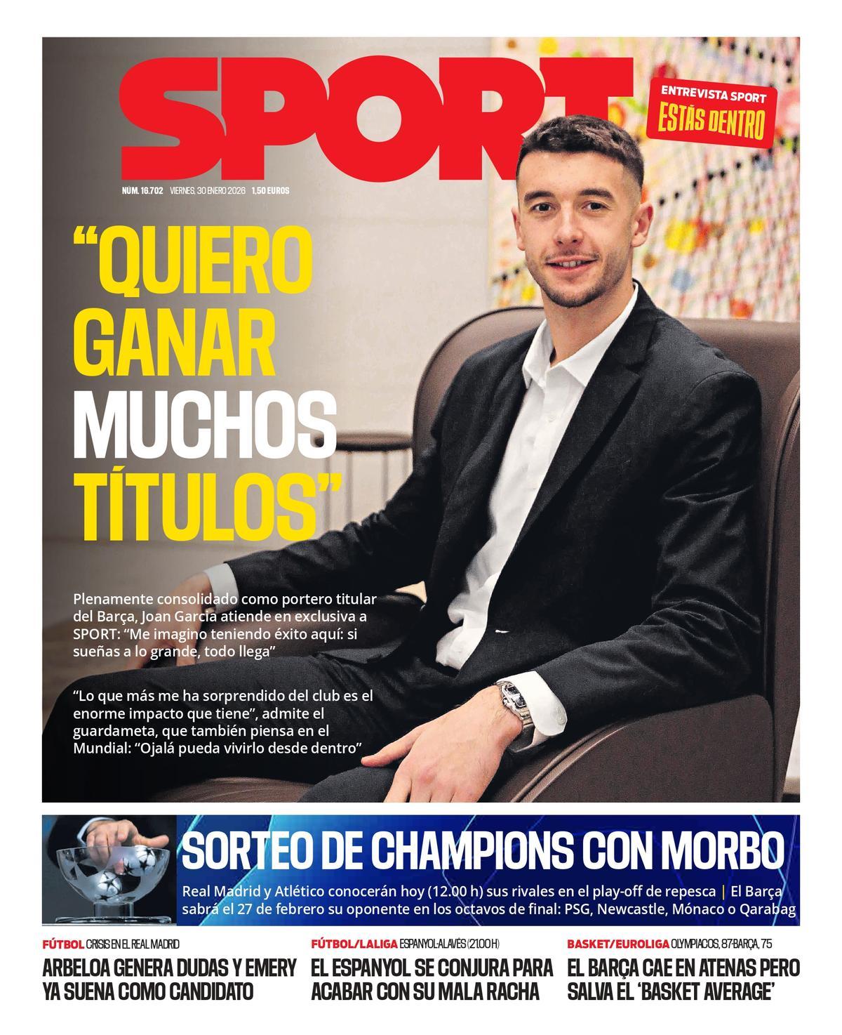 La portada de SPORT de hoy viernes, 30 de enero de 2026