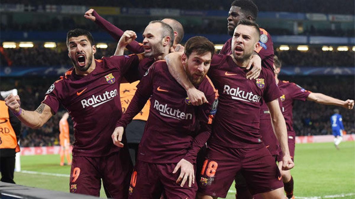 LACHAMPIONS | Chelsea - FC Barcelona (1-1): La celebración del Barça tras el gol de Messi