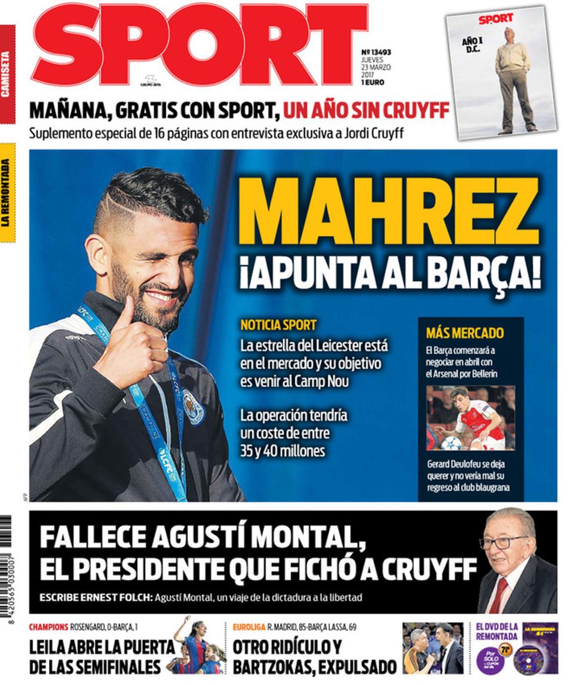 La portada de SPORT de hoy