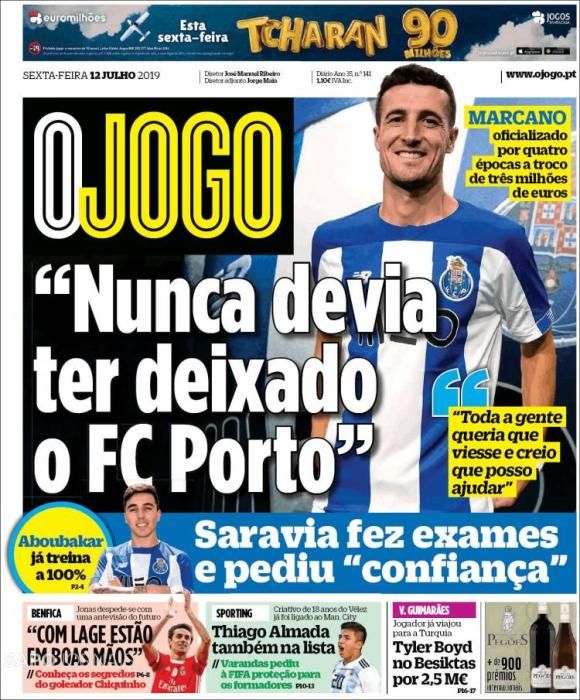 Portada O JOGO viernes 12 julio 2019