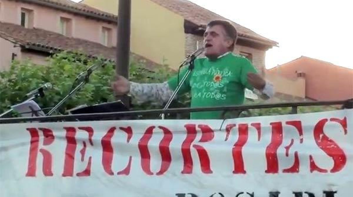 El Gran Wyoming, en un míting a Alcalá de Henares, el 22 de juny passat.