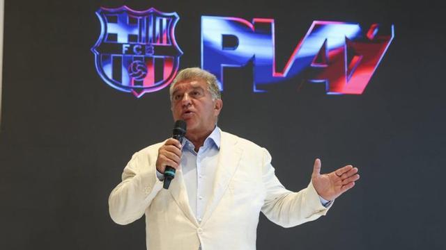 Laporta, en la presentació de la plataforma Barça Play. | VALENTÍ ENRICH