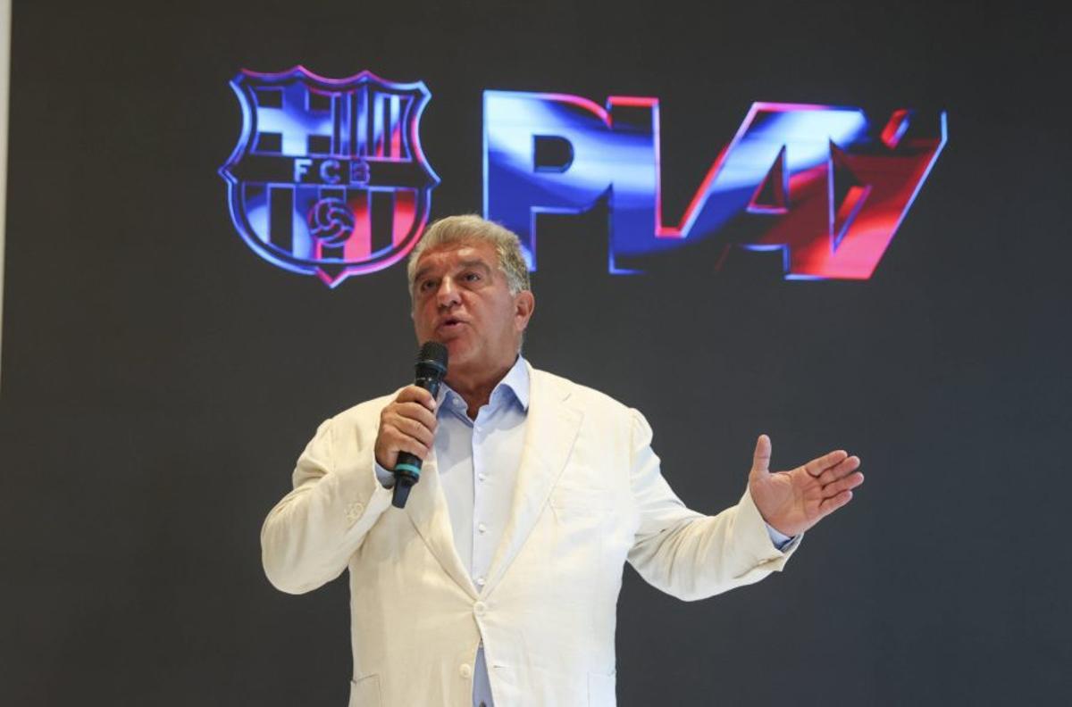 Laporta, en la presentació de la plataforma Barça Play. | VALENTÍ ENRICH