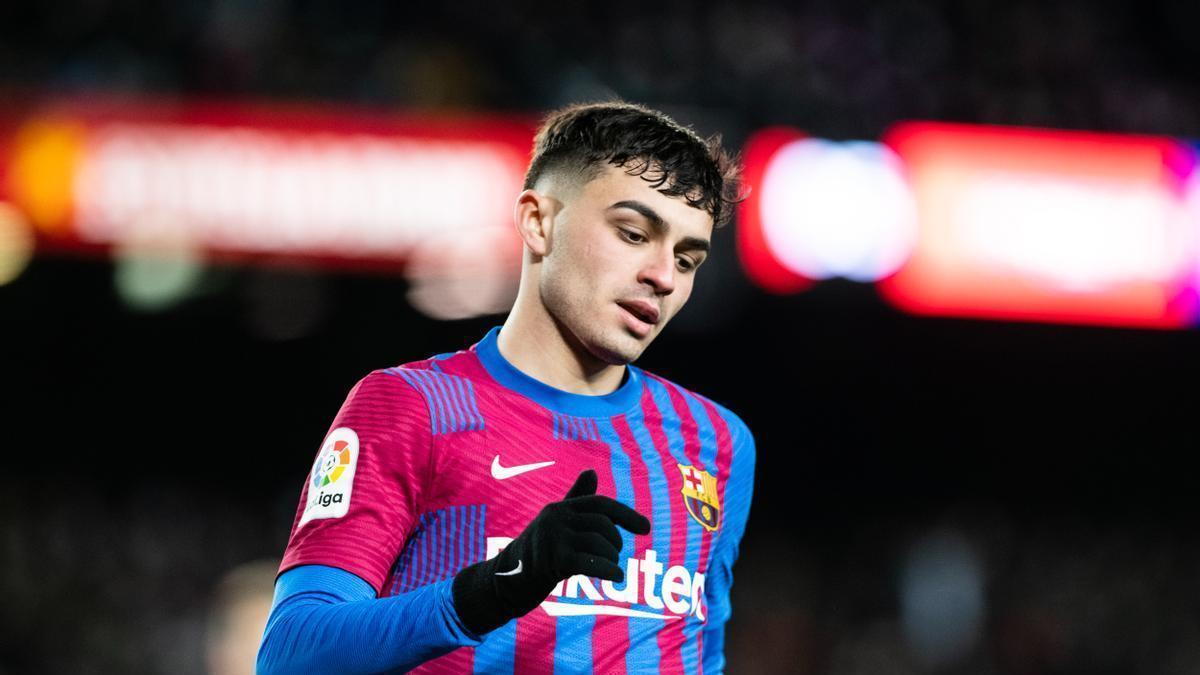 Pedri González, durante un partido con el FC Barcelona.