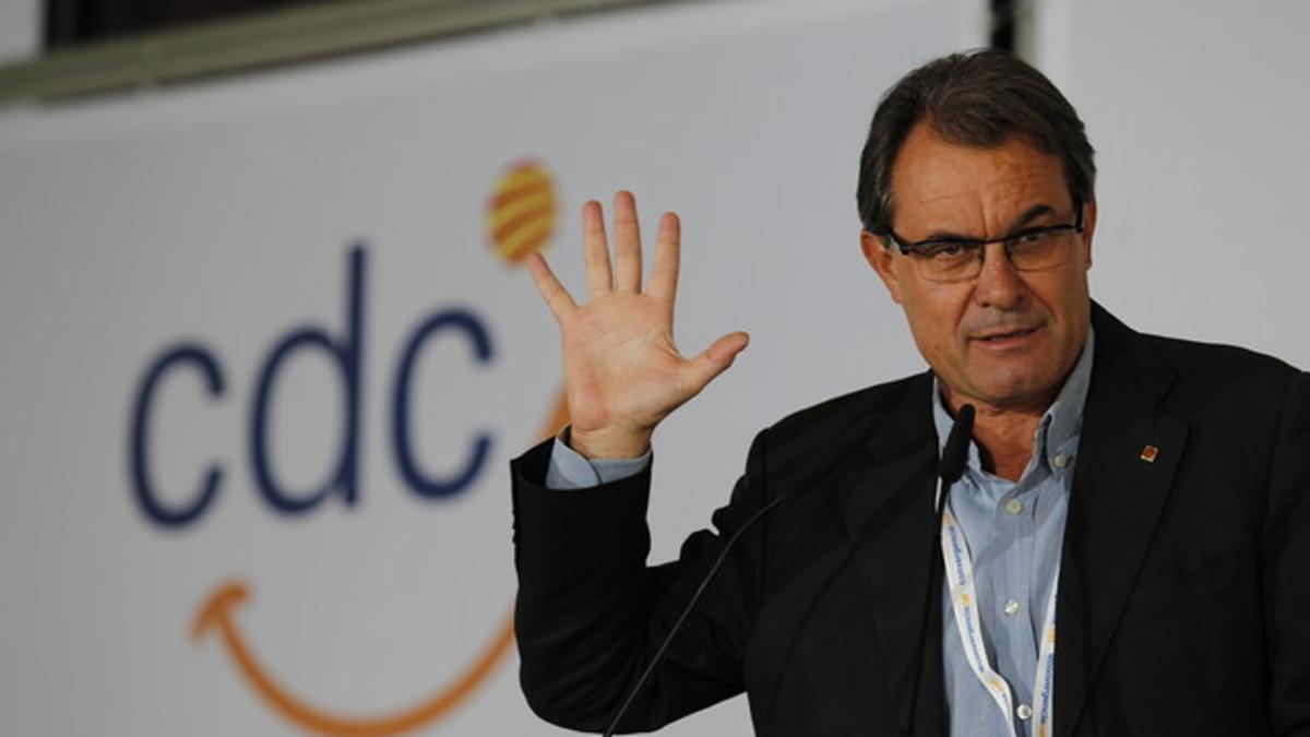 Artur Mas, en el Consell Nacional de CDC, en Bellaterra, hoy.