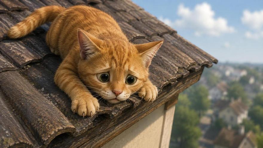 Sube a un tejado a rescatar al gato de su hermana y lo denuncian por romper las tejas y tirar agua por la chimenea