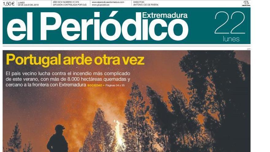 Esta es la portada de EL PERIÓDICO EXTREMADURA correspondiente al día 22 de julio del 2019