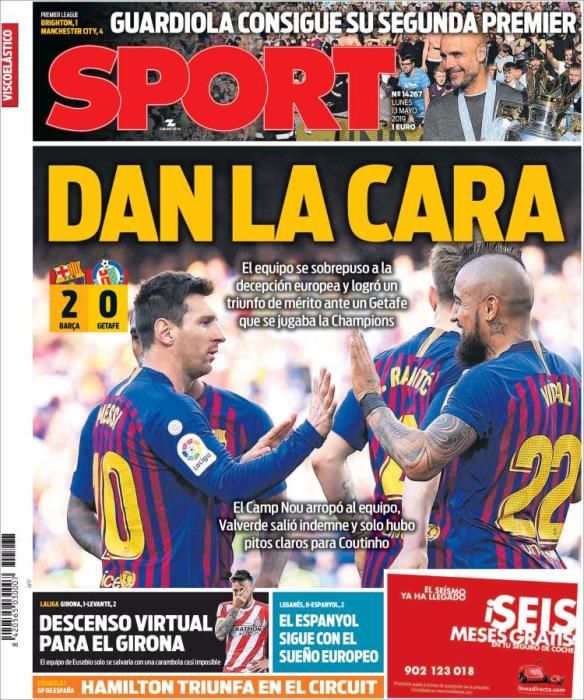 Portada SPORT lunes 13 de mayo de 2019