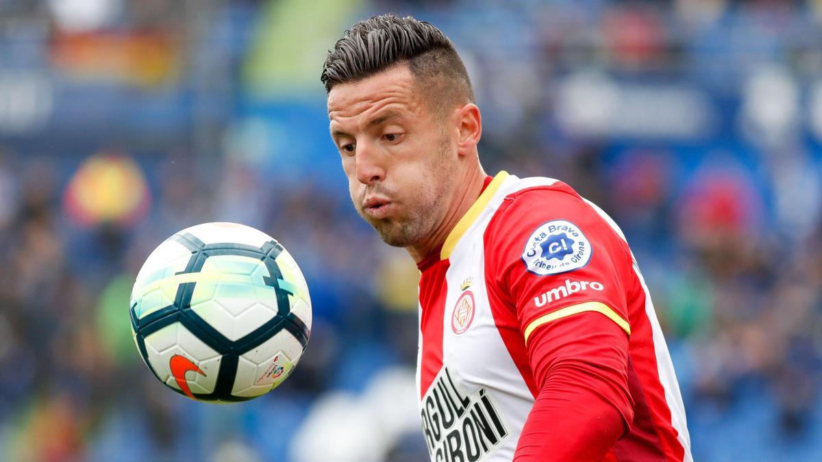 Aday Benítez, durante un partido con el Girona. Aday Benitez of Girona during the Santander League, La Liga, soccer match played at Coliseum Stadium, Madrid, Spain, between Getafe and Girona, April 29, 2018.   Oscar J. Barroso / Europa Press