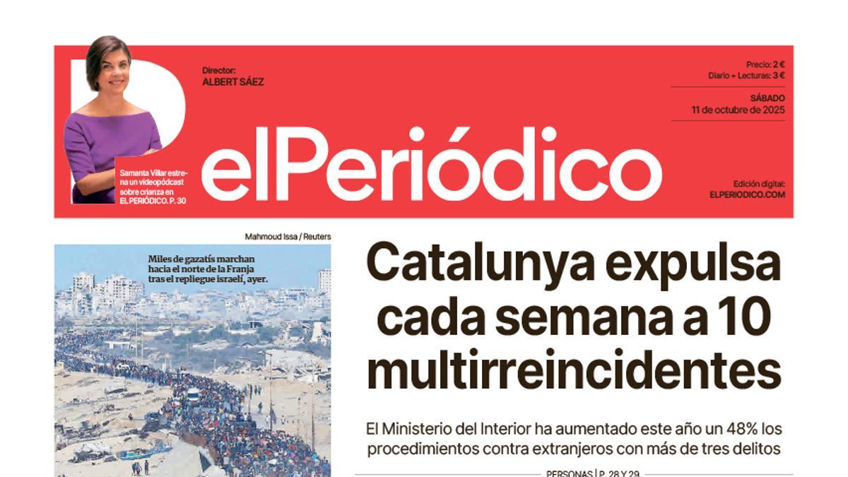 La portada de EL PERIÓDICO del 11 de octubre de 2025