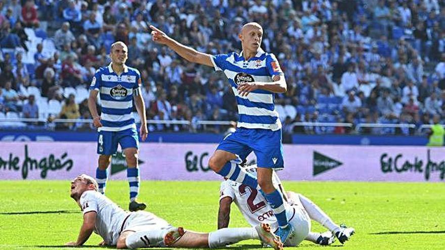 Víctor Mollejo, durante el partido del sábado contra el Albacete.