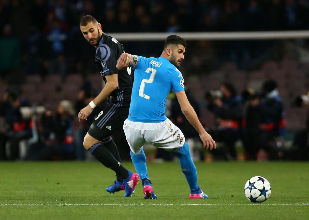 Imágenes del partido entre Nápoles y Real Madrid.