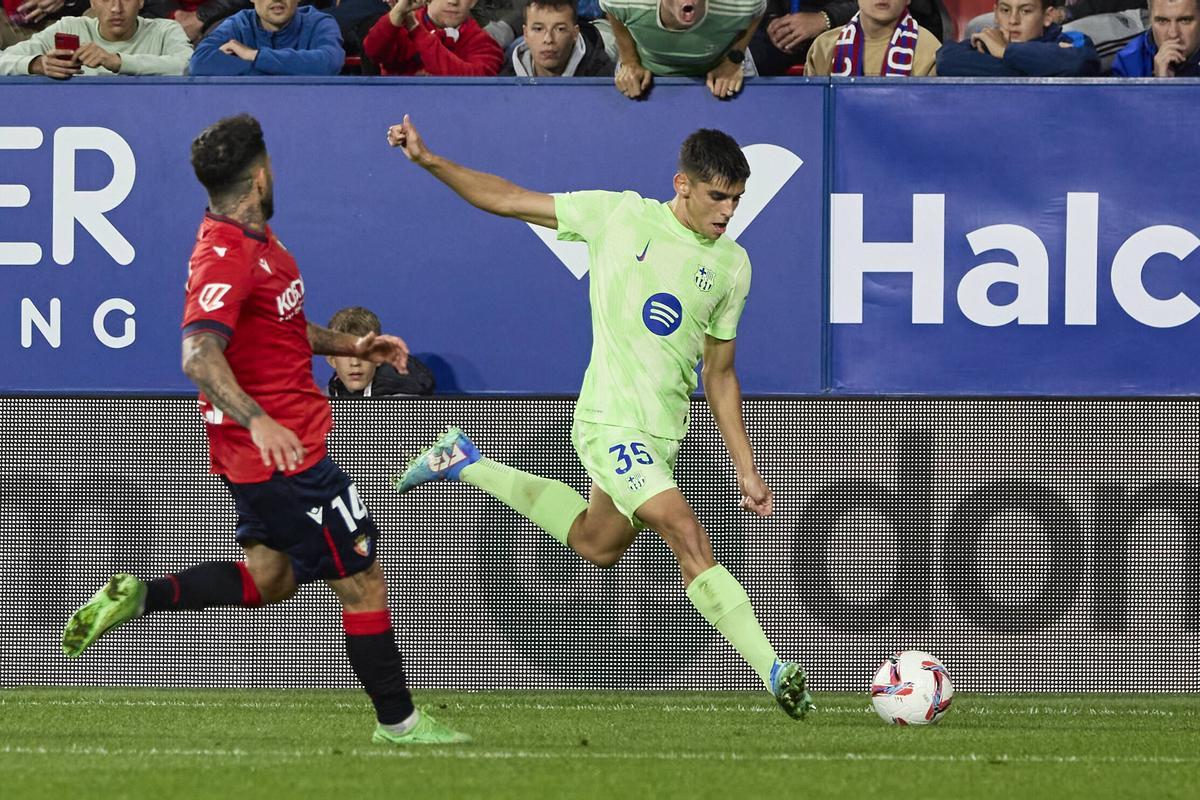 Gerard Martín en el partido contra Osasuna.