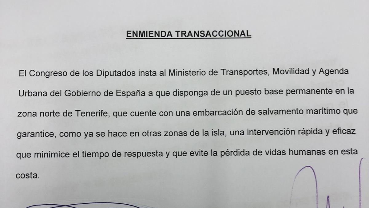 El texto de la enmienda transaccional aprobada esta mañana en el Congreso de los Diputados