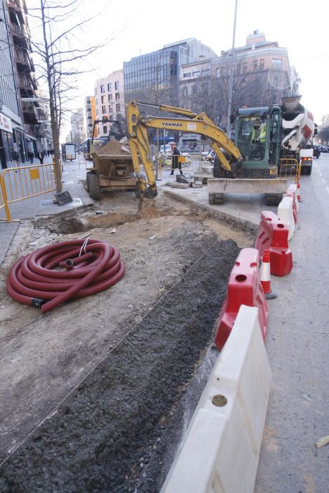 Obres del nou carril bici de Girona