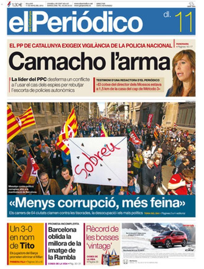 La portada d’EL PERIÓDICO.